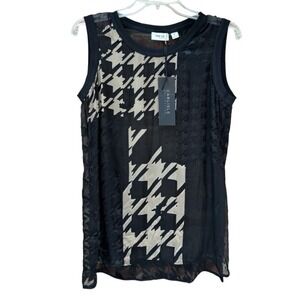 NWT Per Se Carlisle Collection Sheer Rayon Silk Black White Geometric Size 6 NEW